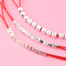 s925银散珠子碎银子隔珠素银三角形五边形隔片红绳手链银饰配件