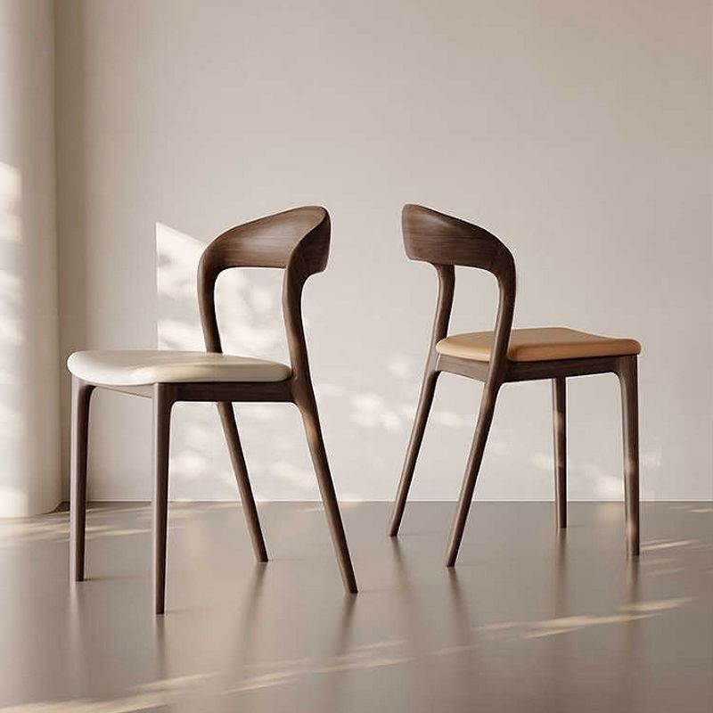 Dining Chair Home Backrest Solid Wood Mid-Century Style Tea Chair Minimalist Hotel Restaurant Simple Leisure Nordic Soft Backrest Chair