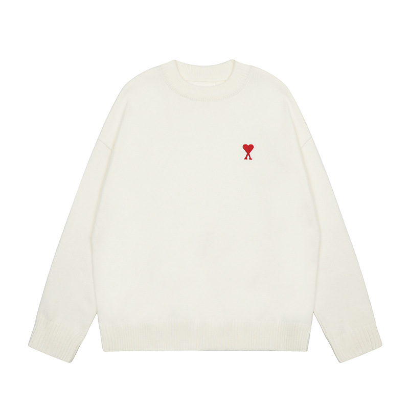 大ニュース！ ami セーター ラウンドネック リトルラブ 25ss 新しいカップルルーズ長袖クロスボーダーウール女性のセーター|undefined