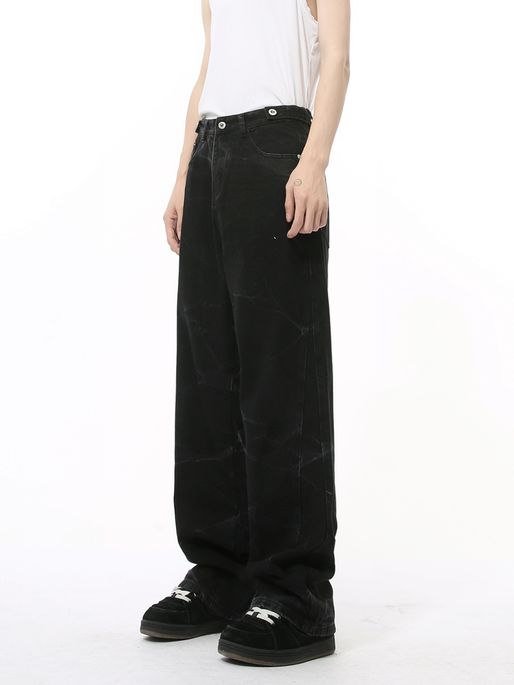 MTLCLOTHES Hombres| Nuevos productos de otoño, pantalones jeans teñidos individuales, pantalones rectos largos y sueltos para hombres y mujeres