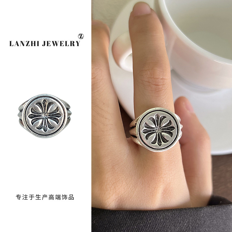 Lan Zhi 925 anillo de plata esterlina personalidad punk exagerado diseño joyería hip hop anillo abierto no desvanecimiento nicho