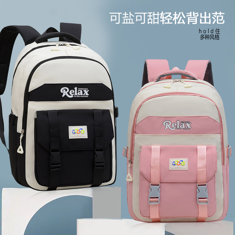 Campus backpack for girls, Korean style, forest-themed, fresh and simple, suitable for junior high school students, solid color, minimalist, multi-layered, laptop backpack