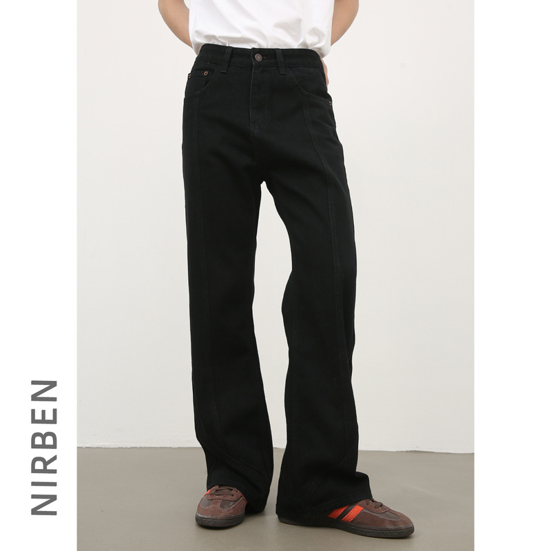 Nirben Denim | Black Micro-La Jeans Men's Loose Straight American vibe High Street Fashion Brand Casual Pants