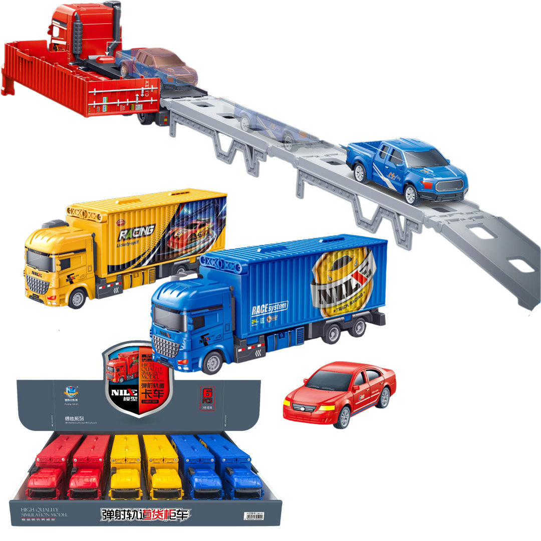 6 Foldableing Ejection Track Inertia Trucks 706-81 Boys Artificial Pull-Back Car Family Kidsren's Toys Wholesale