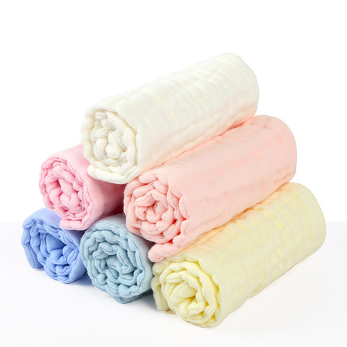 Baby diaper infant pure cotton washed gauze diaper solid color cartoon boneless 10-layer thickened model 15*40cm