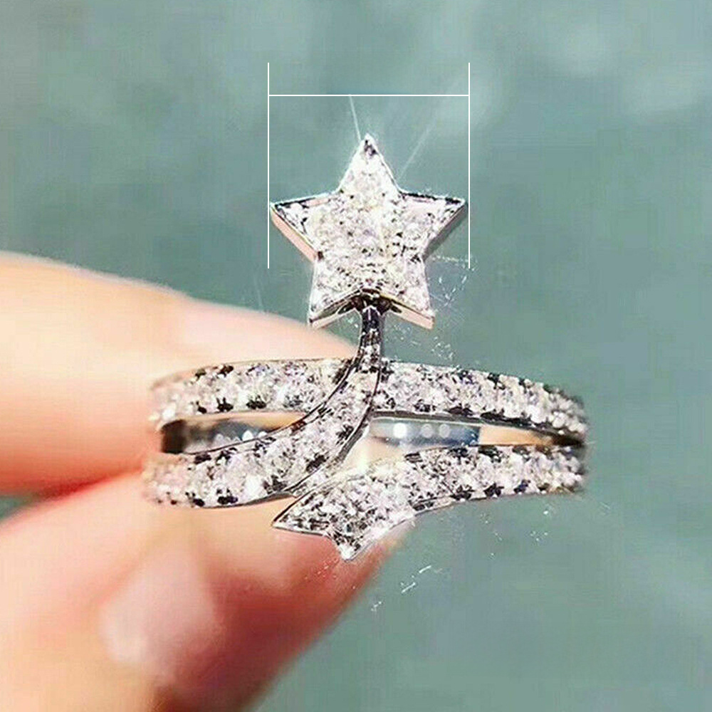 Creative Fresh Micro-inlaid Pentagonal Star Ring Engagement Ring _voghion.com