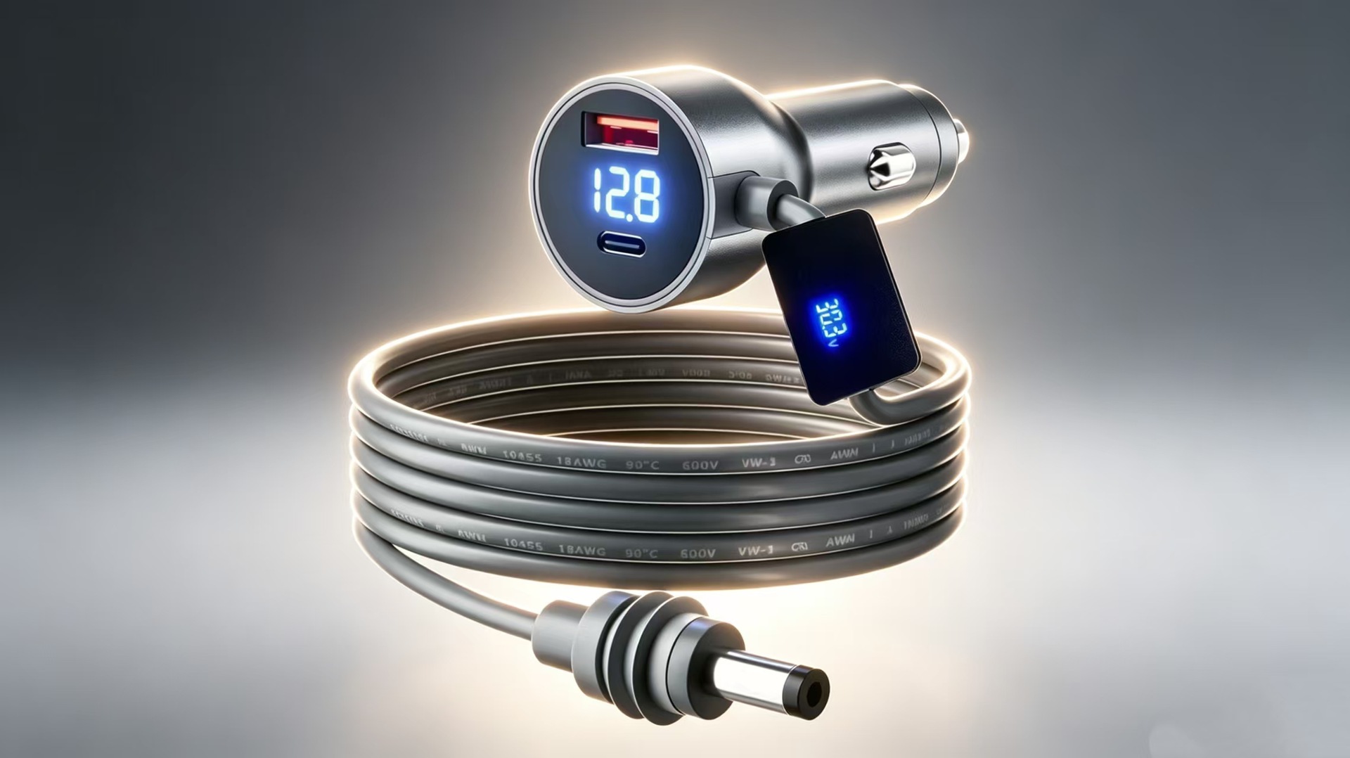 Cross-border bestseller: The fourth-generation 30V digital display boost car charger with waterproof power cable, multifunctional 3-in-1 car charger