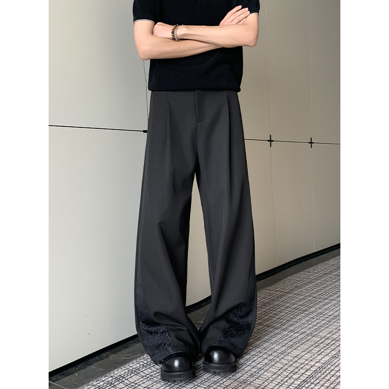Neue Herrenhose im chinesischen Stil für den Frühling, trendige Marke mit hochwertigem Look, dunkle Musterakzente, lässig-locker_voghion.com