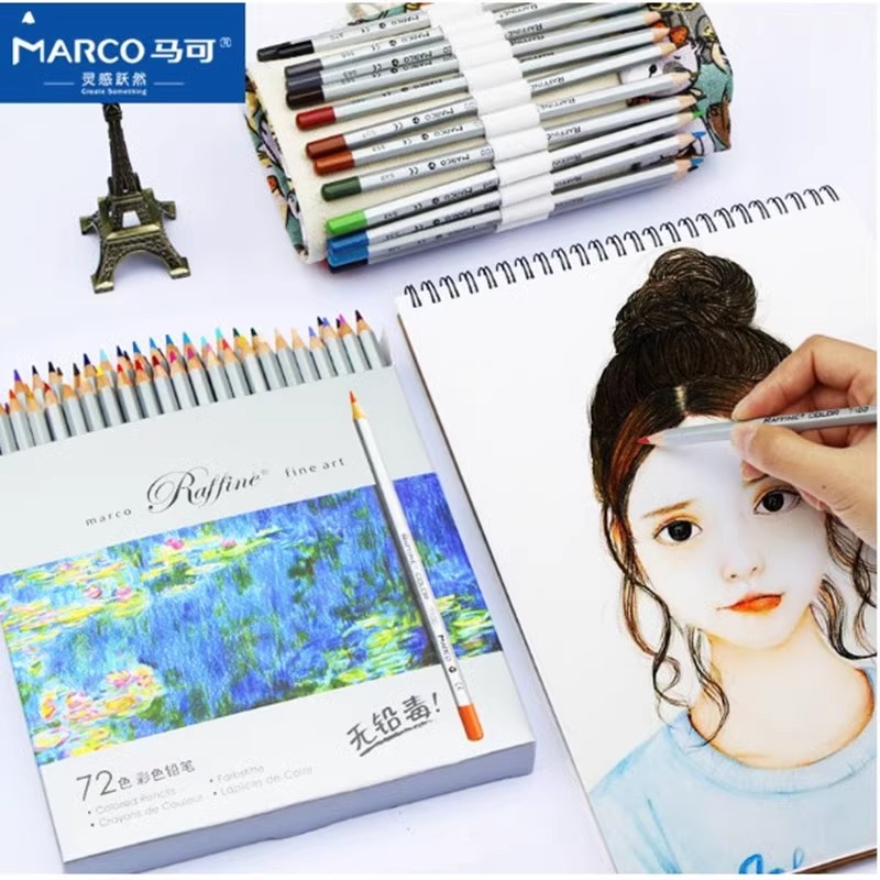 【Oferta Especial】Lápices de Colores a Base de Aceite Marco 7100, 24 Colores, 36 Colores, 48 Colores, Lápices de Colores para Dibujo