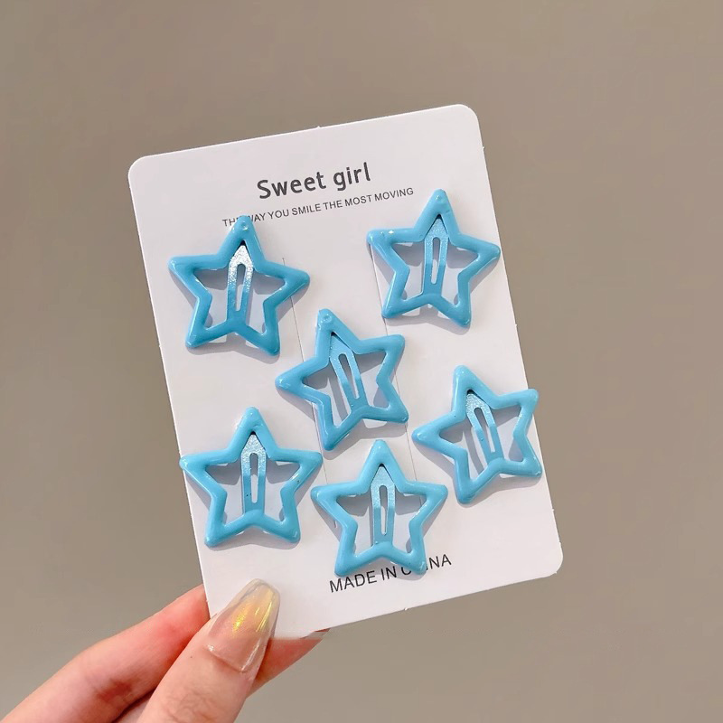 Pinza bb de color dopamina para niños cabello roto estrella de cinco puntas horquilla para niñas que no lastima el cabello, pinza para el cabello con flequillo para bebés, accesorios para el cabello lindos