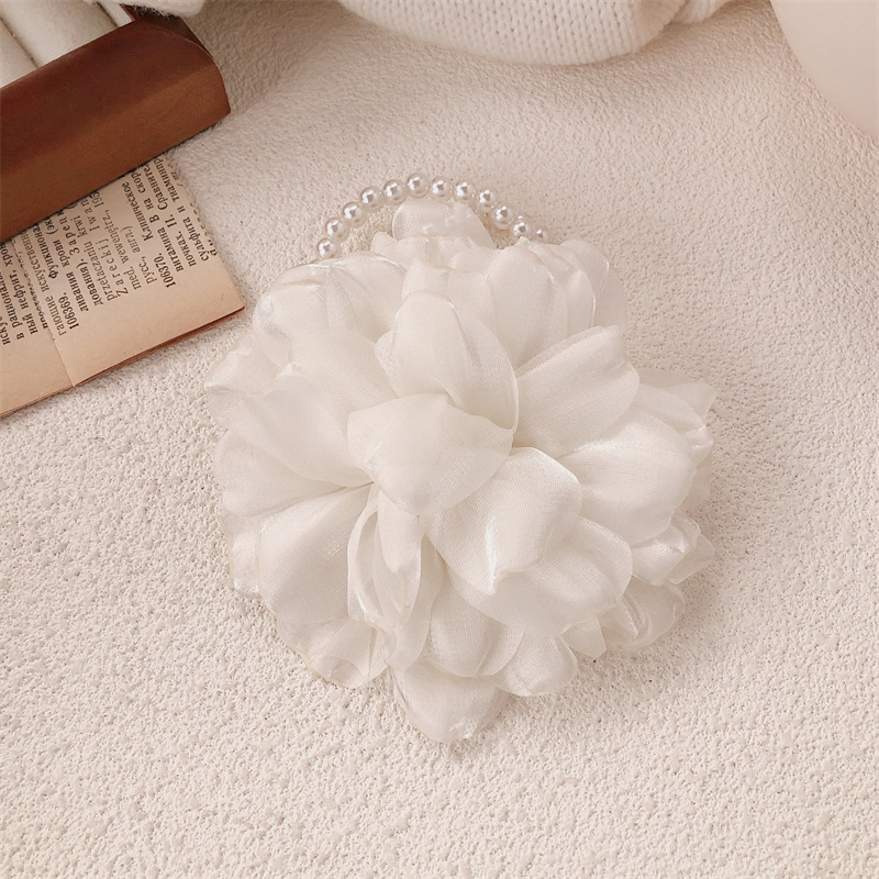 Hijo de malla forest temperamento hermosa flor anillo de cabello femenino temperamento simple cuerdas de cabello cinta de goma alta cola de caballo