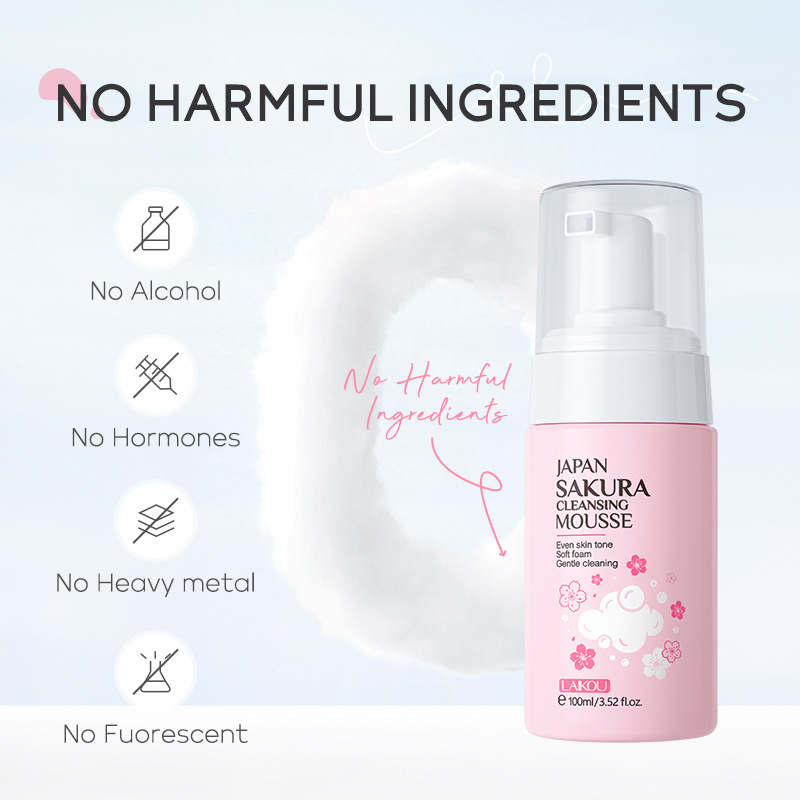 LAIKOU Sakura Mousse limpiadora 100ml limpiador espumoso espeso limpiador y hidratante Dropshipping
