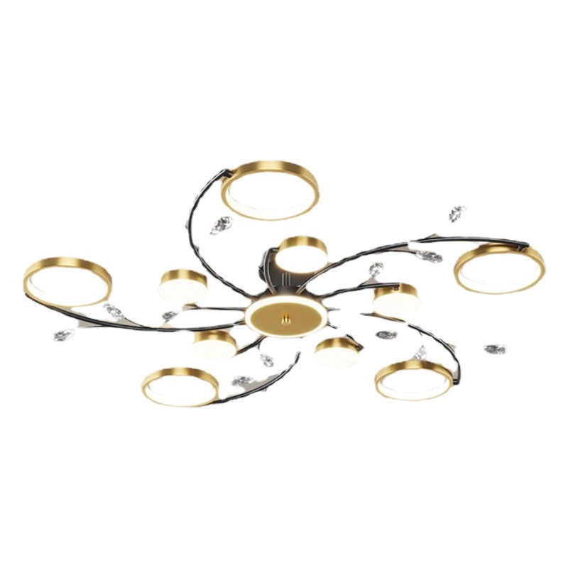 Lámpara de lujo ligera, lámpara de sala de estar, lámpara principal, lámpara de techo moderna de alta gama, nuevo lote de lámparas de dormitorio atmosféricas de cristal de múltiples cabezales nórdicos