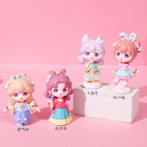 Hua Luo Weiyang Blind Box Figure Creative National Trend Ancient Style Girl Resin Desktop Ornament Girls Holiday Gift Wholesale
