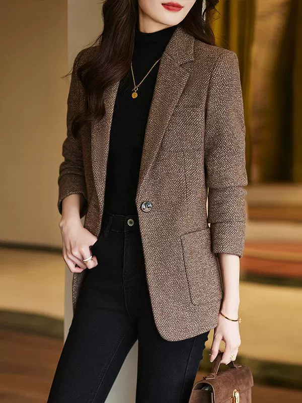 Демисезонный шерстяной модный классический пиджак, коллекция 2023 года, slim fit, плюс размер