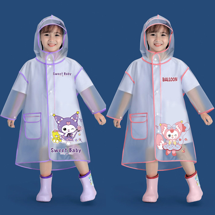Children's Raincoat Boys and Girls Transparent Cartoon Kindergarten Poncho Baby School Clothes Waterproof Raincoat
