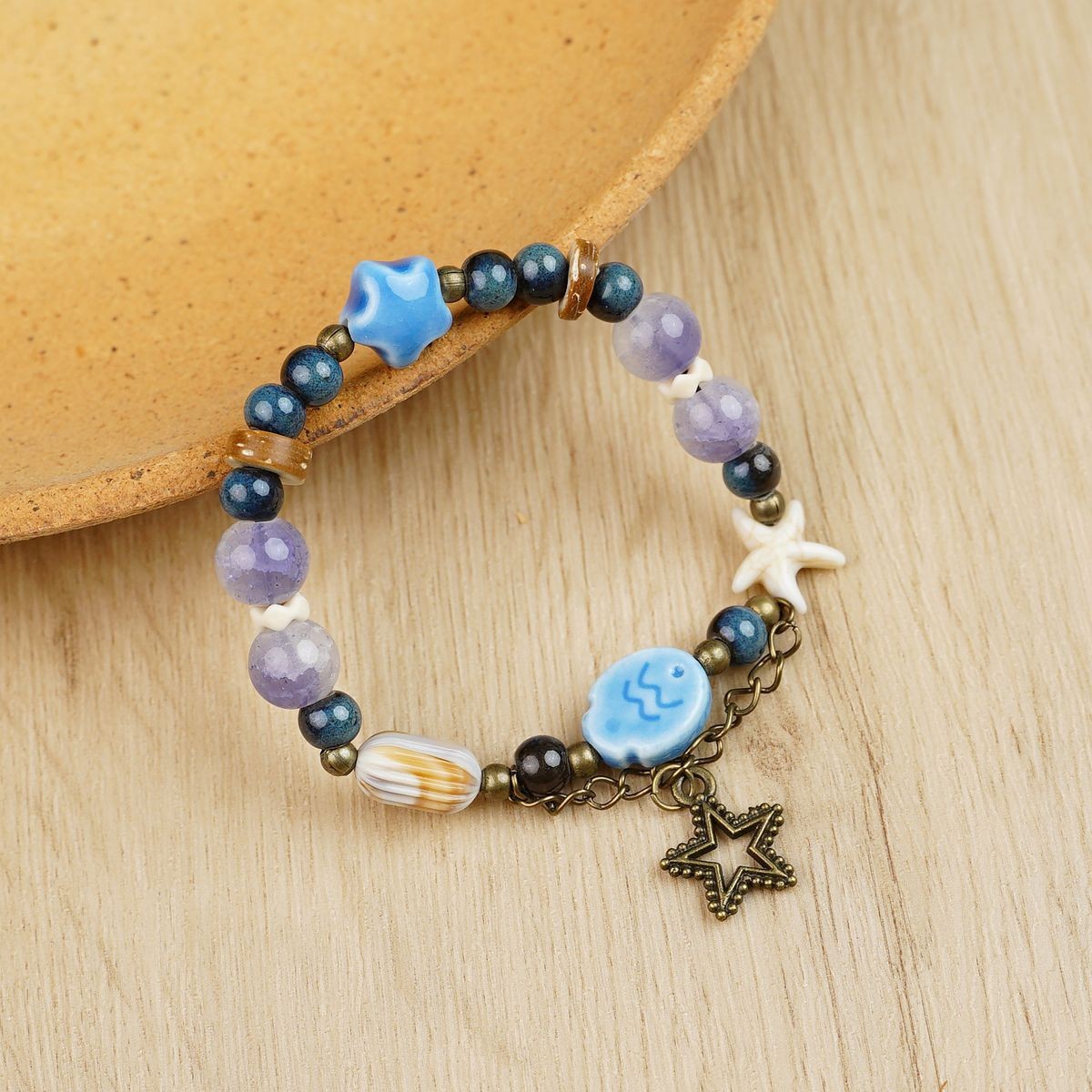 Jingdezhen pulsera de cerámica de verano mujer alta sensación galletas serie de gatos nicho diseño universal pulsera alta sensación