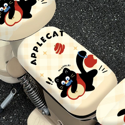 Cartoon Leather Electric Car Seat: Electric car cushion - back-seat-cushion-apple-cat