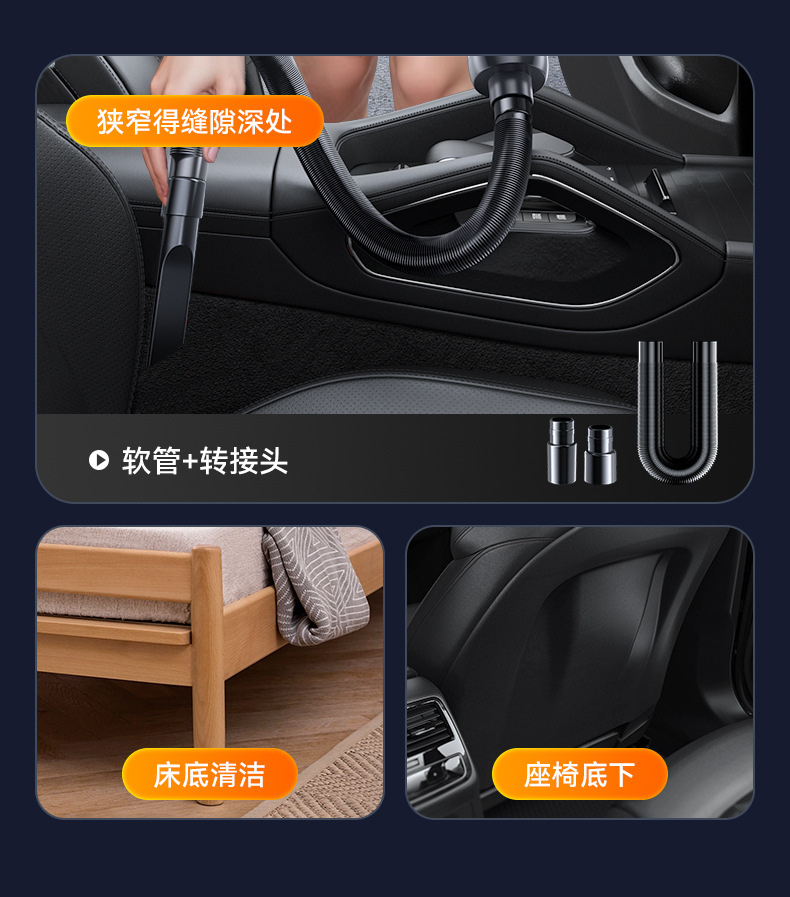 New Foreign Trade Model Car Vacuum Cleaner with Super Powerful Suction, Handheld Small Wireless Vacuum Cleaner for Car and Home Use