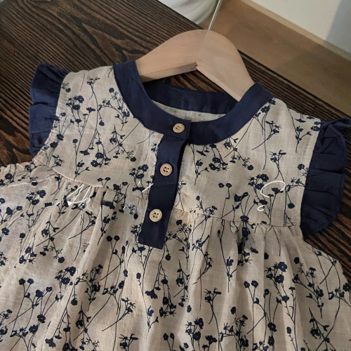 Korean Children's Summer Dress for Girls  New Trendy and Literary Baby Girls' Summer Floral Princess Skirts