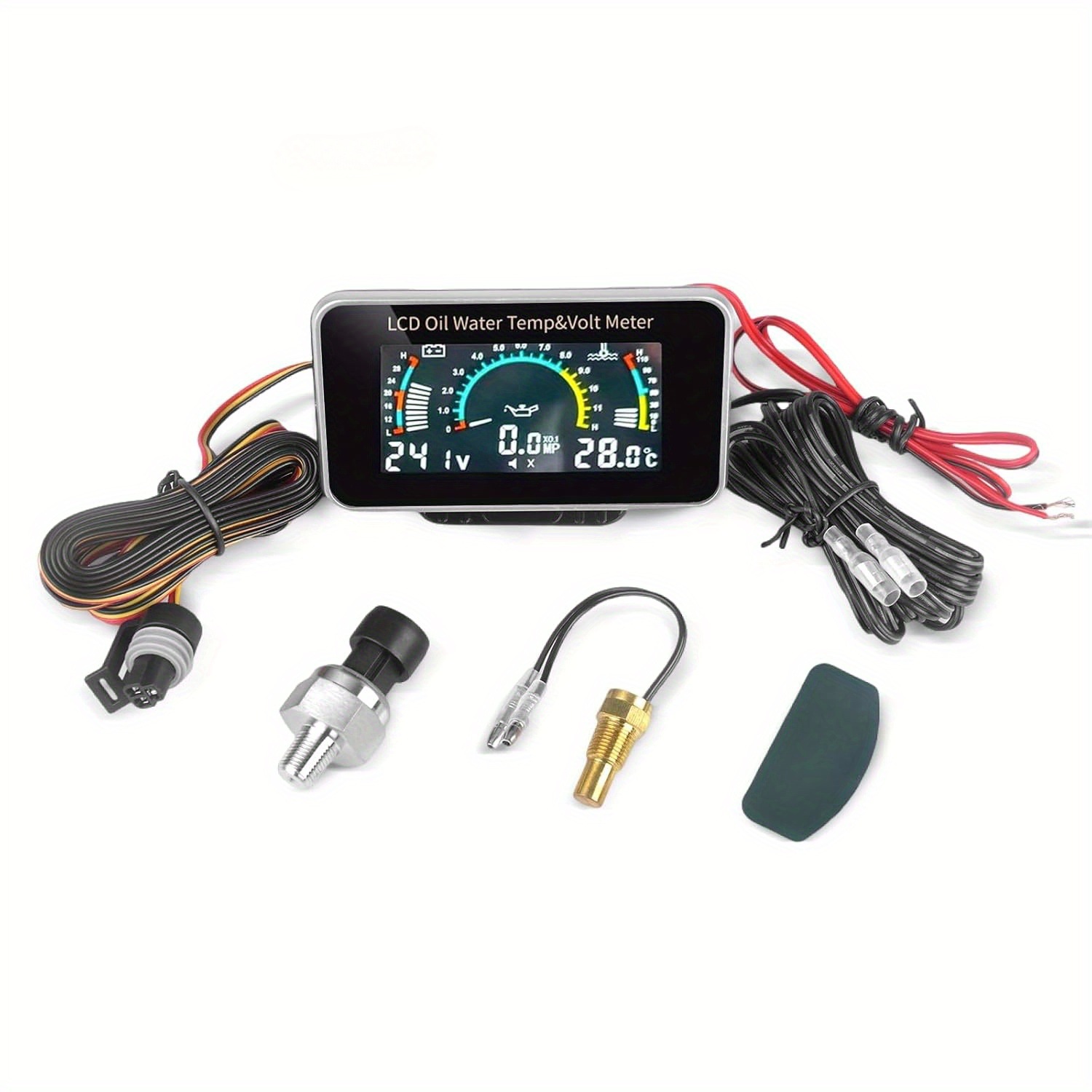 Cross-Border Hot-Selling Water Temperature and Oil Pressure Gauge Display for Engineering Vehicles, Universal Oil Level Gauge for Excavators, Harvesters, Forklifts, and Diggers