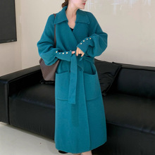 2023秋冬新款气质腰带中长款针织风衣外套女高级感加厚开衫毛衣潮