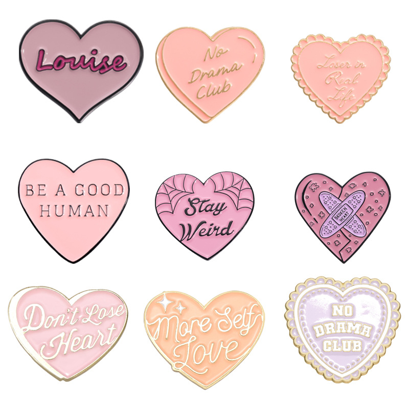 Cartoon Style Simple Style Pin Letter Heart Shape Alloy Plating Unisex Brooches display picture 8
