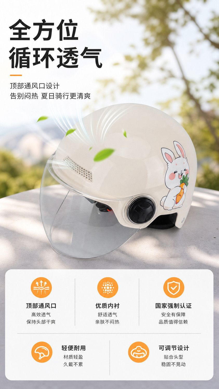 New national standard 3C certified electric vehicle helmet for men and women, summer sun protection, suitable for all seasons, adjustable riding safety helmet