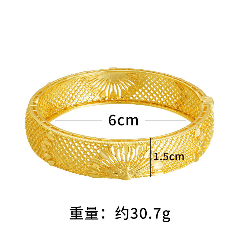 Pantalla abierta de pavo real pulsera hueca Vietnam arena hebilla de oro pulsera hombres y mujeres pulsera de borde ancho joyería de la boda al por mayor en stock