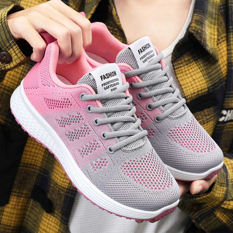 Women's Shoes 2026 Summer New Style Wish Cross-Border Wholesale Casual Shoes for Students Breathable Comfortable Fly-Knit Sports Shoes