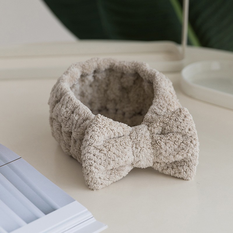 Diadema de vellón de coral coreano, lindo lavado de cara deportivo, diadema de maquillaje, diadema de lazo, diadema