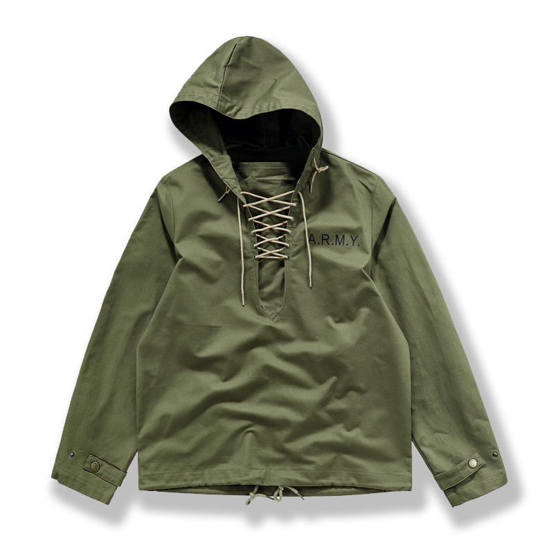 American Retro World War II Navy deck clothing anti-smock windbreaker jacket men's hooded sweater loose plus size