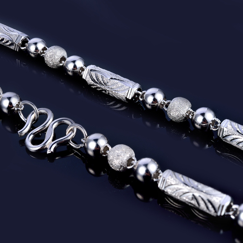 S925 collar de plata esterlina de los hombres gruesa personalidad dominante hip hop de los hombres de moda cadena única cadena de plata hexagonal regalo para el novio