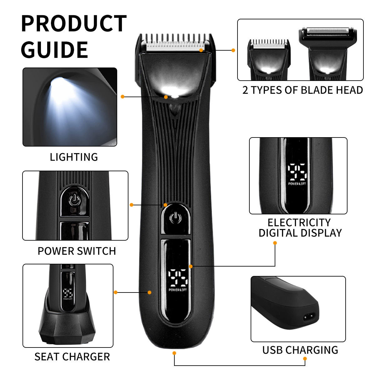 La nueva afeitadora para hombres de Amazon muestra la potencia de la cortadora de vello corporal de las axilas íntimas recargables image 5