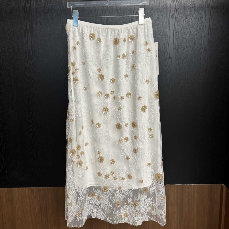 Dtwo Sequined Lace Mid-Length Skirt Spring and Summer Embroidered New Style Skirt 6229368