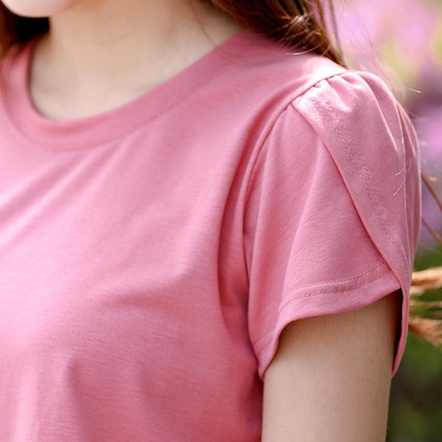 Korean women's summer plain color loose plus-size round neck short sleeve women's T-shirt for plus-size MM base shirt