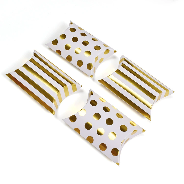 Коробка-подушка для подарков с золотым тиснением, миниатюрная, складная, цветная, оптом, креативная подарочная упаковка