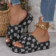 Womens Washed Denim Platform Slippers Women Washed Denim Thick Sole Slippers