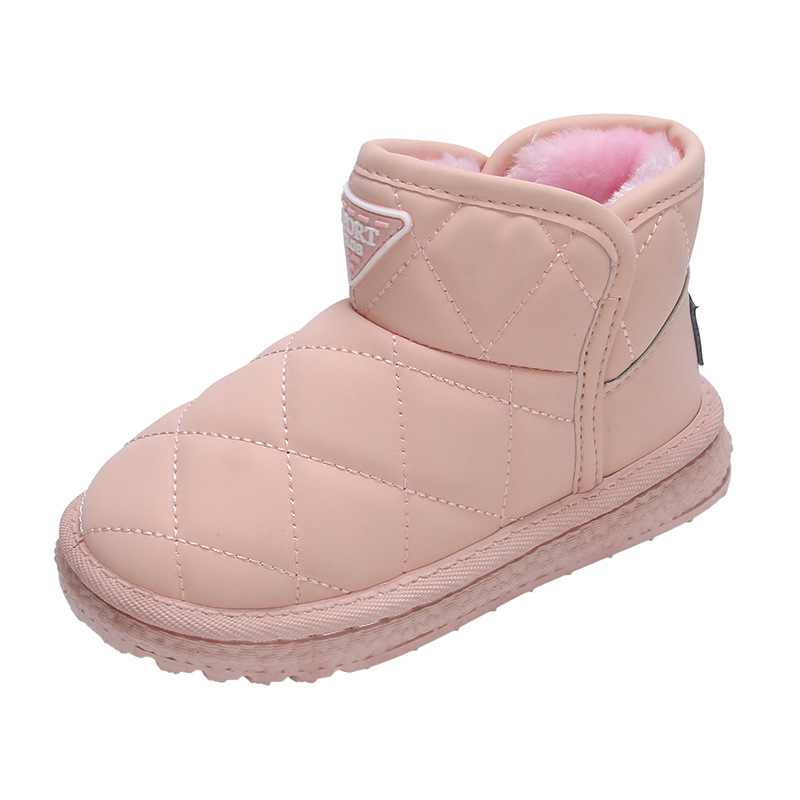 Children's girls' shoes, warm 2024 winter new snow boots, medium and large children's plush thick cotton short boots_voghion.com