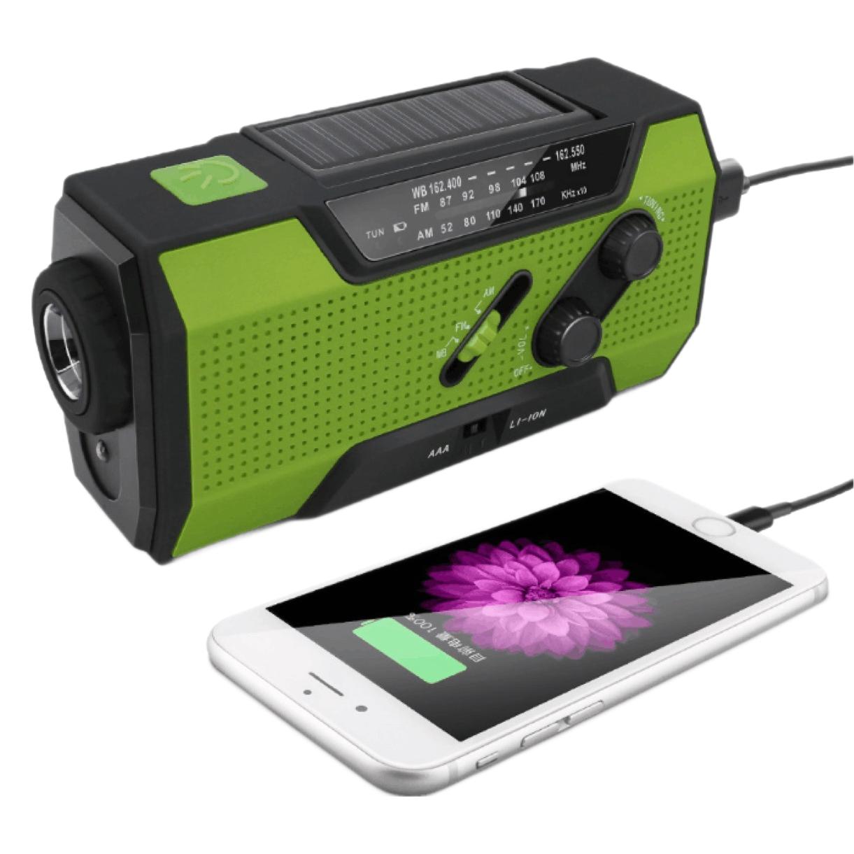 Linterna manual multifuncional al aire libre Linterna generadora de radio de carga solar de carga de material de emergencia