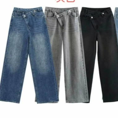 Трансграничная европейская и американская женская одежда AliExpress INS взрывной модный двойной кардиган джинсы с высокой талией