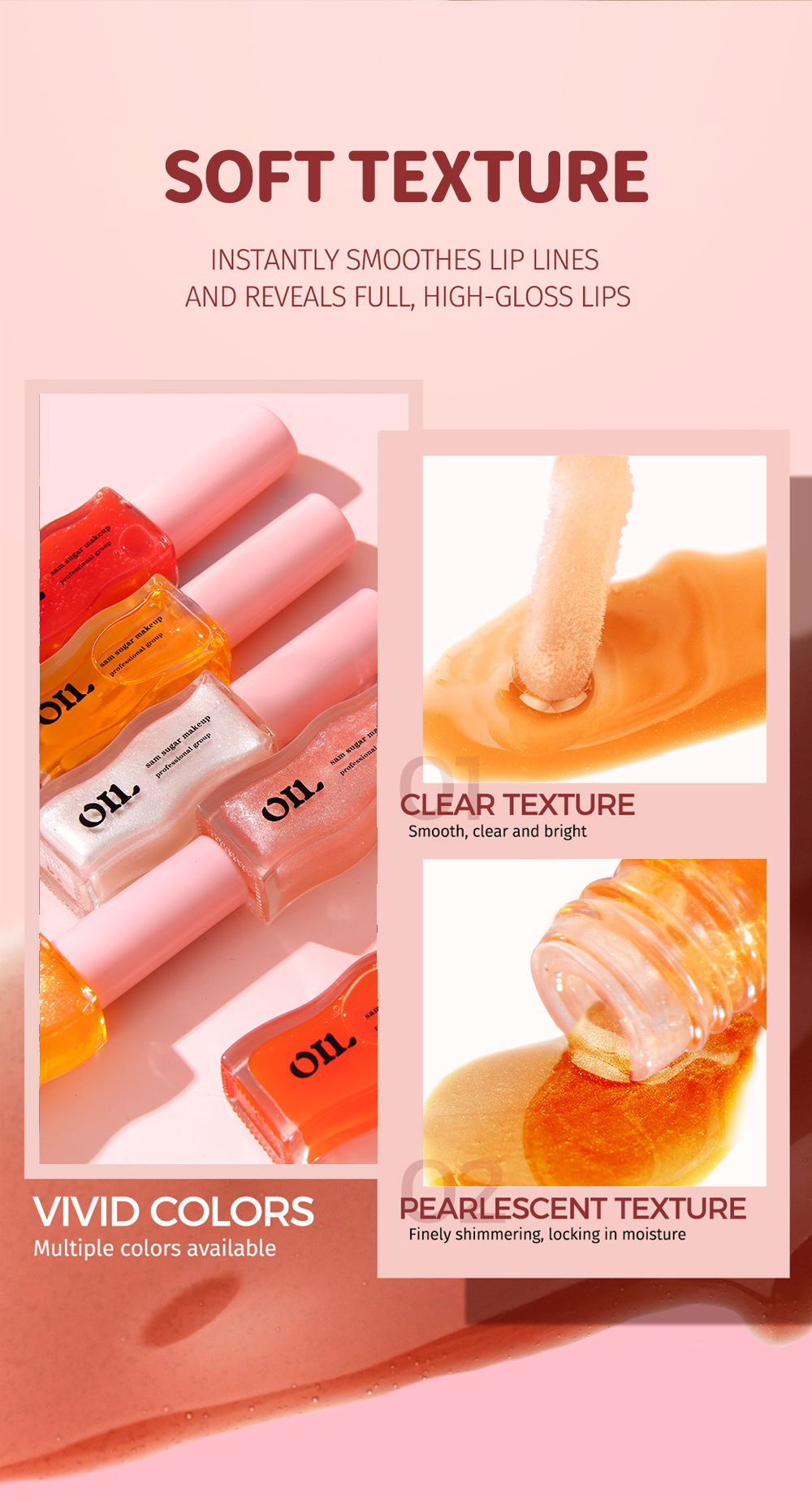 SAM SUGAR Fruit Honey Essence Lip Oil Lip Care Lotion Transparent Pearlescent Lip Gloss Item Picture