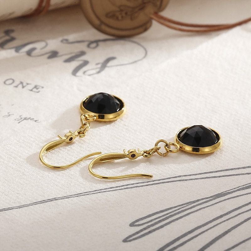 PVD Coated Gold Plating Process 304 Stainless Steel Ear Needle Material PVD Coated 18K Gold Plated Round Stainless Steel Sweet Waterproof Non Tarnish Drop Earrings