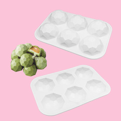 6連半圓寶石蛋糕慕斯模具diy法式鑽石菱形巧克力冰淇淋烘焙模具
