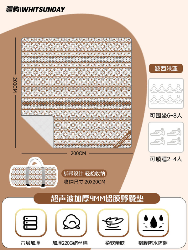 Jiangyu 超音波ピクニックマット防湿マット外出芝生テントピクニックキャンバス屋外キャンプピクニックマット|undefined
