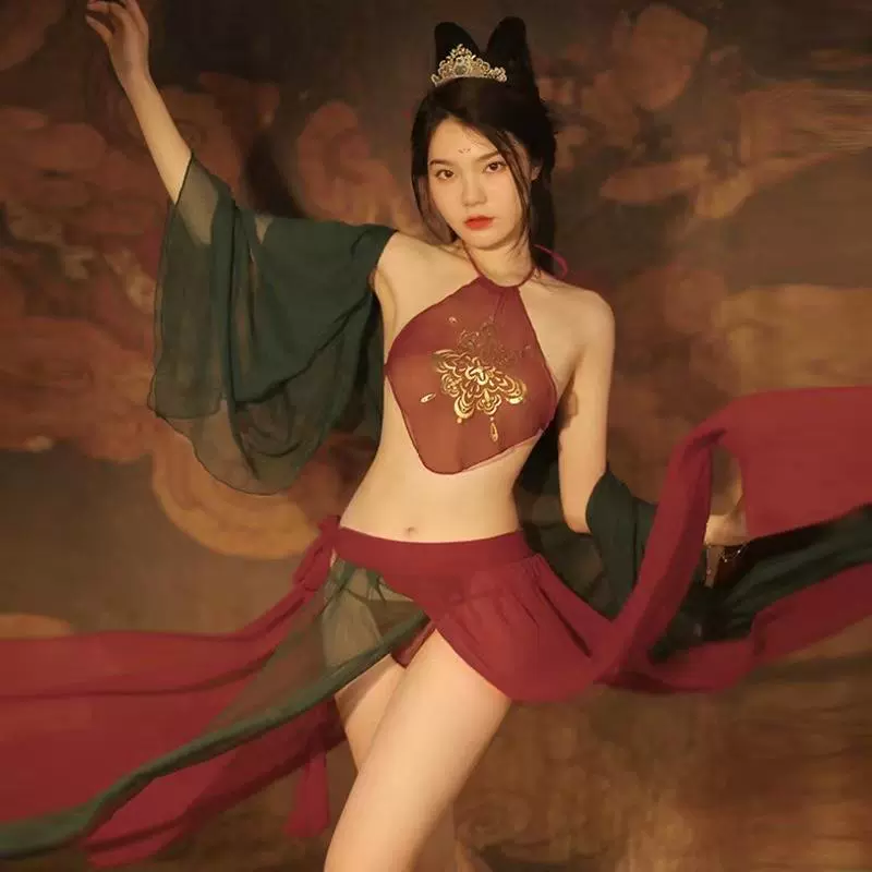 Сексуальное белье древний костюм Дворцовый стиль ханьфу пижамы костюм Bellyband Костюм Униформа костюм Apsara Phoenix женская ночная рубашка