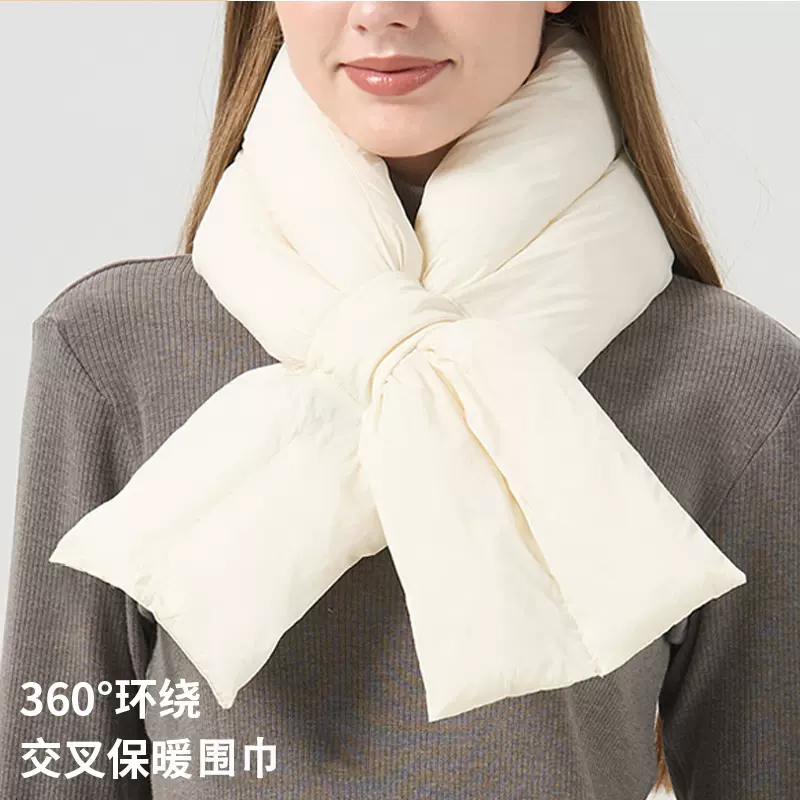 秋冬韩系围巾户外防寒保暖围脖女男轻便韩系简约百搭加厚羽绒围巾