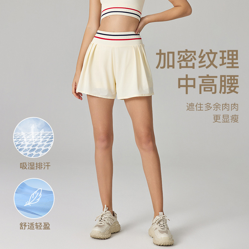 Tennis Shorts Sports Anti-running Shorts Running Fitness Pants Fake Two-piece Yoga Pants Leggings Summer Thin