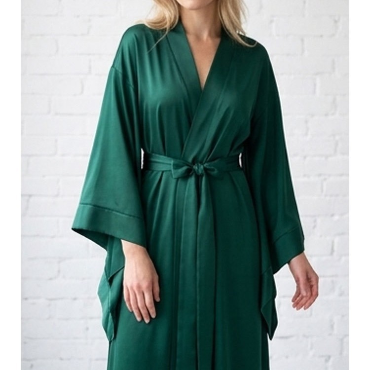 green elegant solid color soft bathrobe for bride
