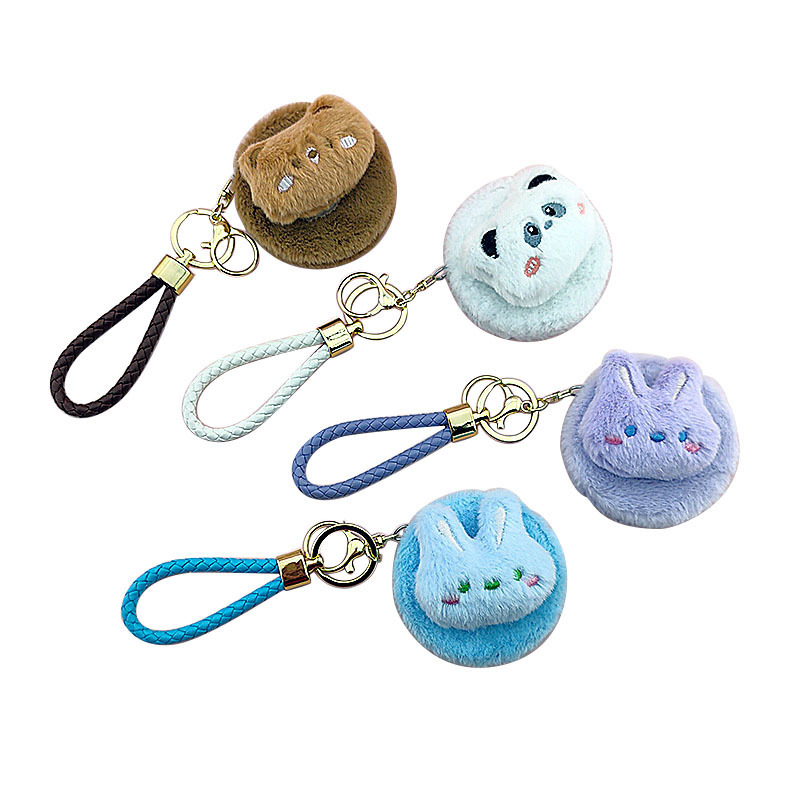 新しい小さなミラーポータブル化粧鏡折りたたみハンドヘルドキーホルダーぬいぐるみミニポータブルミラー布ミラー|undefined